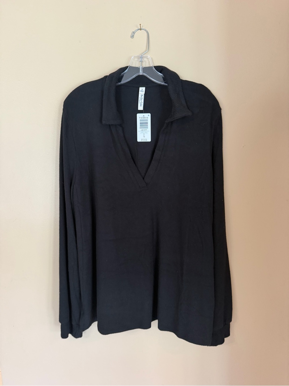 Torrid - Sz 0X Belle Isle Supersoft Black Pullover Collared Top